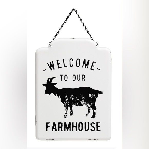 *Welcome to Our Farmhouse Metal Hanging Goat Sign - Picture 13 of 14
